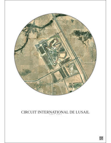 Circuit International De Lusail Satellite View Poster 2.5km Color | Gravura – Light background