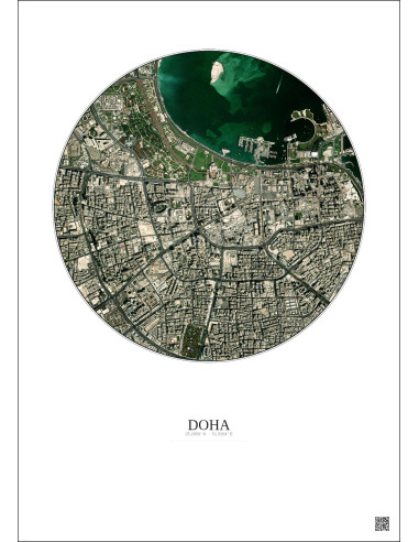 Doha Satellite View Poster 2.5km Color | Gravura – Light background