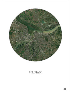 Affiche Belgrade – Poster vue satellite 10km Couleur | Gravura – Fond clair 2