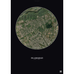 Affiche Islamabad – Poster vue satellite 10km Couleur | Gravura – Fond foncé