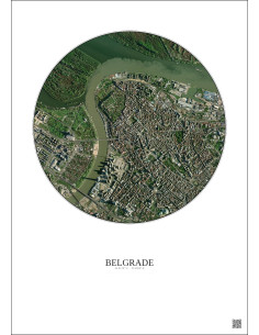 Affiche Belgrade – Poster vue satellite 2.5km Couleur | Gravura – Fond clair 2