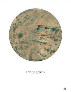 Affiche Riyadh Region – Poster vue satellite 6km Couleur | Gravura – Fond clair 2
