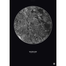 Affiche Warsaw – Poster vue satellite 10km N&B | Gravura – Fond foncé