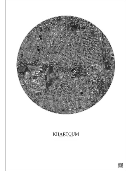 Khartoum Satellite View Poster 2.5km B&W | Gravura – Light background