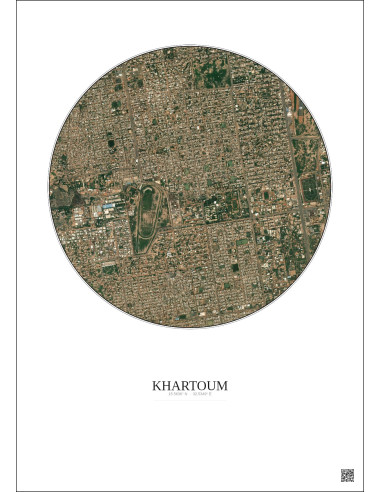 Khartoum Satellite View Poster 2.5km Color | Gravura – Light background