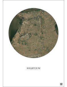 Affiche Khartoum – Poster vue satellite 6km Couleur | Gravura – Fond clair 2