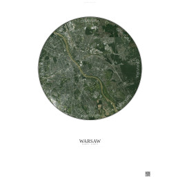 Warsaw Satellite View Poster 10km Color | Gravura – Light background