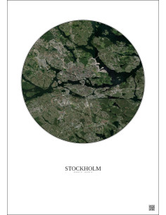 Affiche Stockholm – Poster vue satellite 10km Couleur | Gravura – Fond clair 2