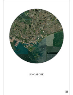Affiche Singapore – Poster vue satellite 10km Couleur | Gravura – Fond clair 2