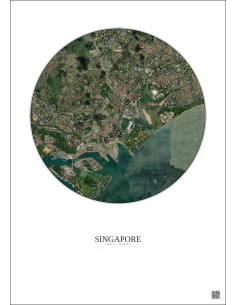 Affiche Singapore – Poster vue satellite 6km Couleur | Gravura – Fond clair 2