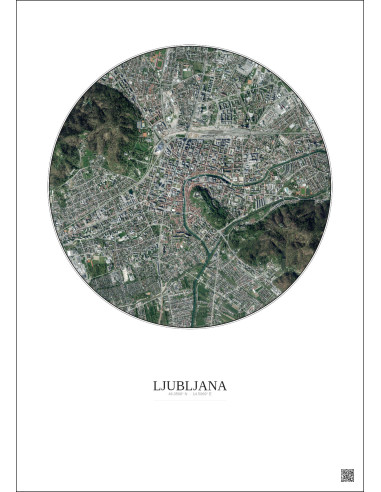Ljubljana Satellite View Poster 2.5km Color | Gravura – Light background