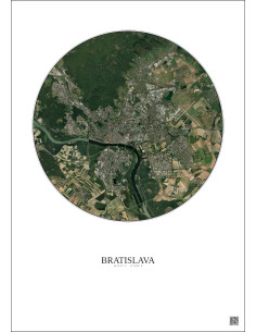 Affiche Bratislava – Poster vue satellite 10km Couleur | Gravura – Fond clair 2