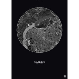 Affiche Asuncion – Poster vue satellite 6km N&B | Gravura – Fond foncé