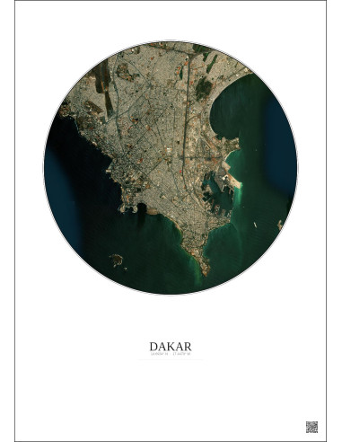 Dakar Satellite View Poster 6km Color | Gravura – Light background