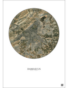 Affiche Damascus – Poster vue satellite 10km Couleur | Gravura – Fond clair 2