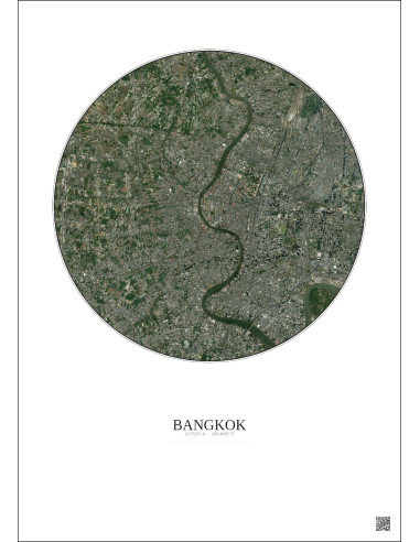Bangkok Satellite View Poster 10km Color | Gravura – Light background