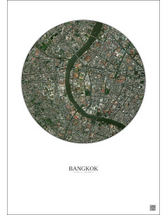 Affiche Bangkok – Poster vue satellite 2.5km Couleur | Gravura – Fond clair 2