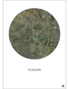 Affiche Dushanbe – Poster vue satellite 2.5km Couleur | Gravura – Fond clair 2