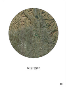 Affiche Dushanbe – Poster vue satellite 6km Couleur | Gravura – Fond clair 2