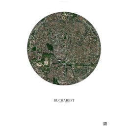 Bucharest Satellite View Poster 2.5km Color | Gravura – Light background