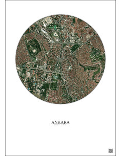 Affiche Ankara – Poster vue satellite 2.5km Couleur | Gravura – Fond clair 2