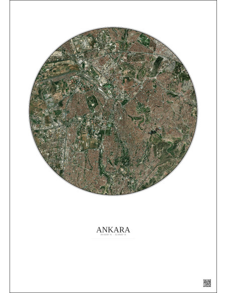 Ankara Satellite View Poster 6km Color | Gravura – Light background