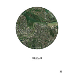 Affiche Belgrade – Poster vue satellite 6km Couleur | Gravura – Fond clair