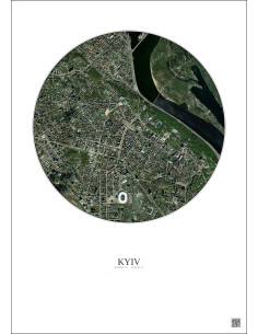 Affiche Kyiv – Poster vue satellite 2.5km Couleur | Gravura – Fond clair 2