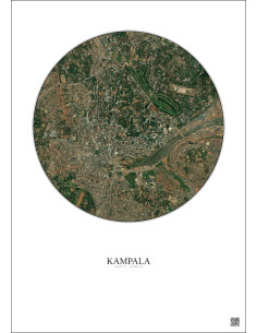 Kampala Satellite View Poster 2.5km Color | Gravura – Light background 2