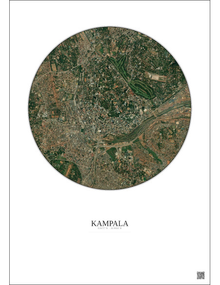 Kampala Satellite View Poster 2.5km Color | Gravura – Light background