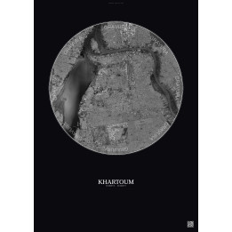 Khartoum Satellite View Poster 10km B&W | Gravura – Dark background