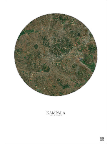Kampala Satellite View Poster 6km Color | Gravura – Light background