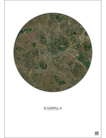 Kampala Satellite View Poster 6km Color | Gravura – Light background