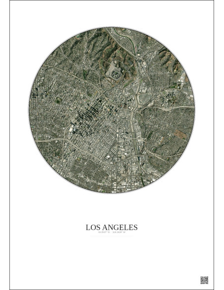 Los Angeles Satellite View Poster 5km Color | Gravura – Light background