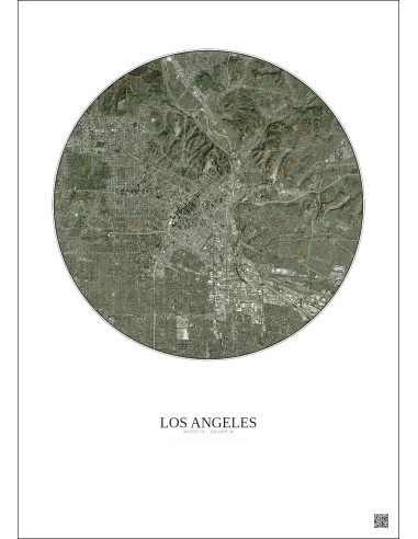 Los Angeles Satellite View Poster 10km Color | Gravura – Light background