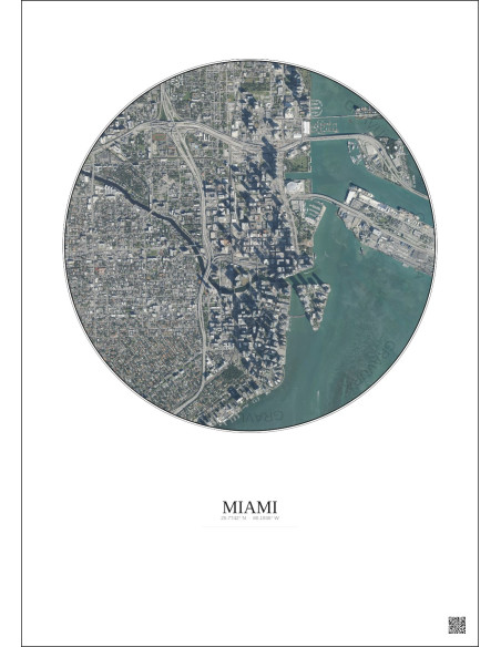 Miami Satellite View Poster 2.5km Color | Gravura – Light background
