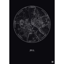 Affiche Riga – Poster carte de ville 10km | Gravura – Fond foncé
