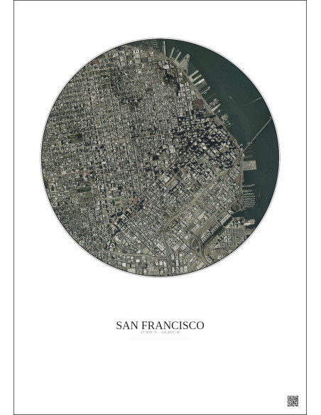 San Francisco Satellite View Poster 2.5km Color | Gravura – Light background