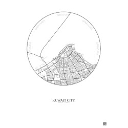 Affiche Kuwait City – Poster carte de ville 10km | Gravura – Fond clair