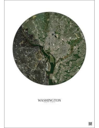 Washington Satellite View Poster 10km Color | Gravura – Light background