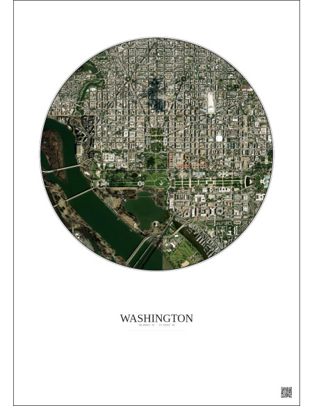 Washington Satellite View Poster 2.5km Color | Gravura – Light background