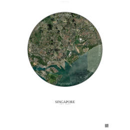 Singapore Satellite View Poster 6km Color | Gravura – Light background