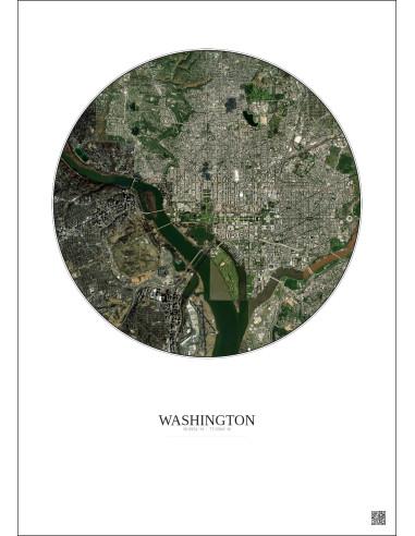 Washington Satellite View Poster 6km Color | Gravura – Light background