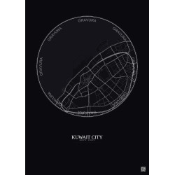 Affiche Kuwait City – Poster carte de ville 2.5km | Gravura – Fond foncé