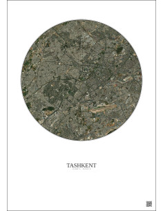 Affiche Tashkent – Poster vue satellite 10km Couleur | Gravura – Fond clair 2