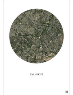 Affiche Tashkent – Poster vue satellite 6km Couleur | Gravura – Fond clair 2