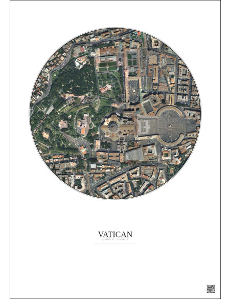 Affiche Vatican – Poster vue satellite 0.5km Couleur | Gravura – Fond clair
