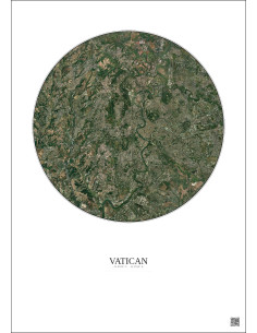 Affiche Vatican – Poster vue satellite 10km Couleur | Gravura – Fond clair 2
