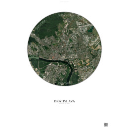 Affiche Bratislava – Poster vue satellite 6km Couleur | Gravura – Fond clair