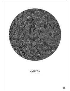 Affiche Vatican – Poster vue satellite 10km N&B | Gravura – Fond clair 2